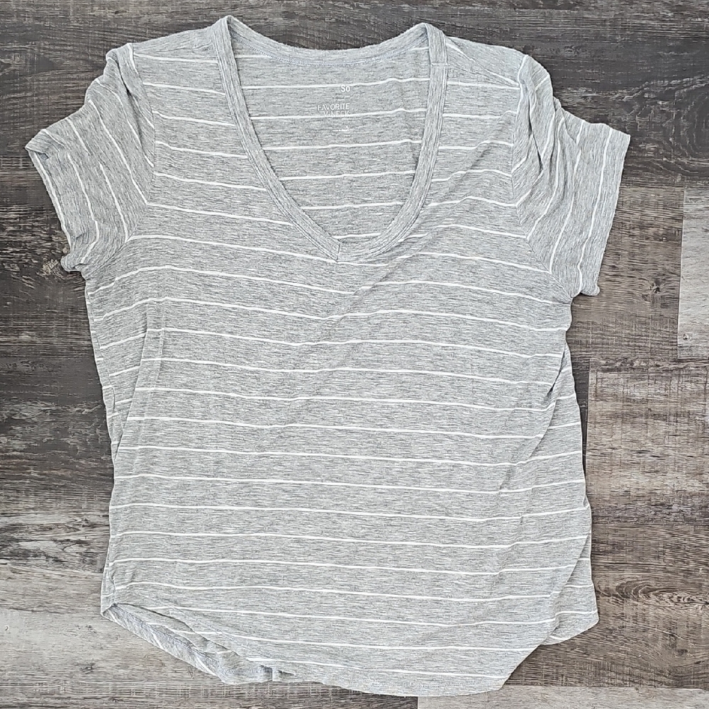 SO Heather Gray Striped V-Neck Tee